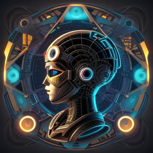 Abstract Thinking Robot with Fractal Patterns