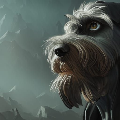 Badass Schnauzer Portrait in Detailed Matte Style