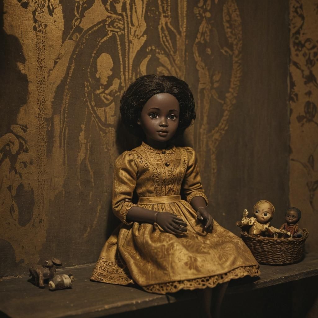 African Doll in Dark Fantasy Style 3D Rendering