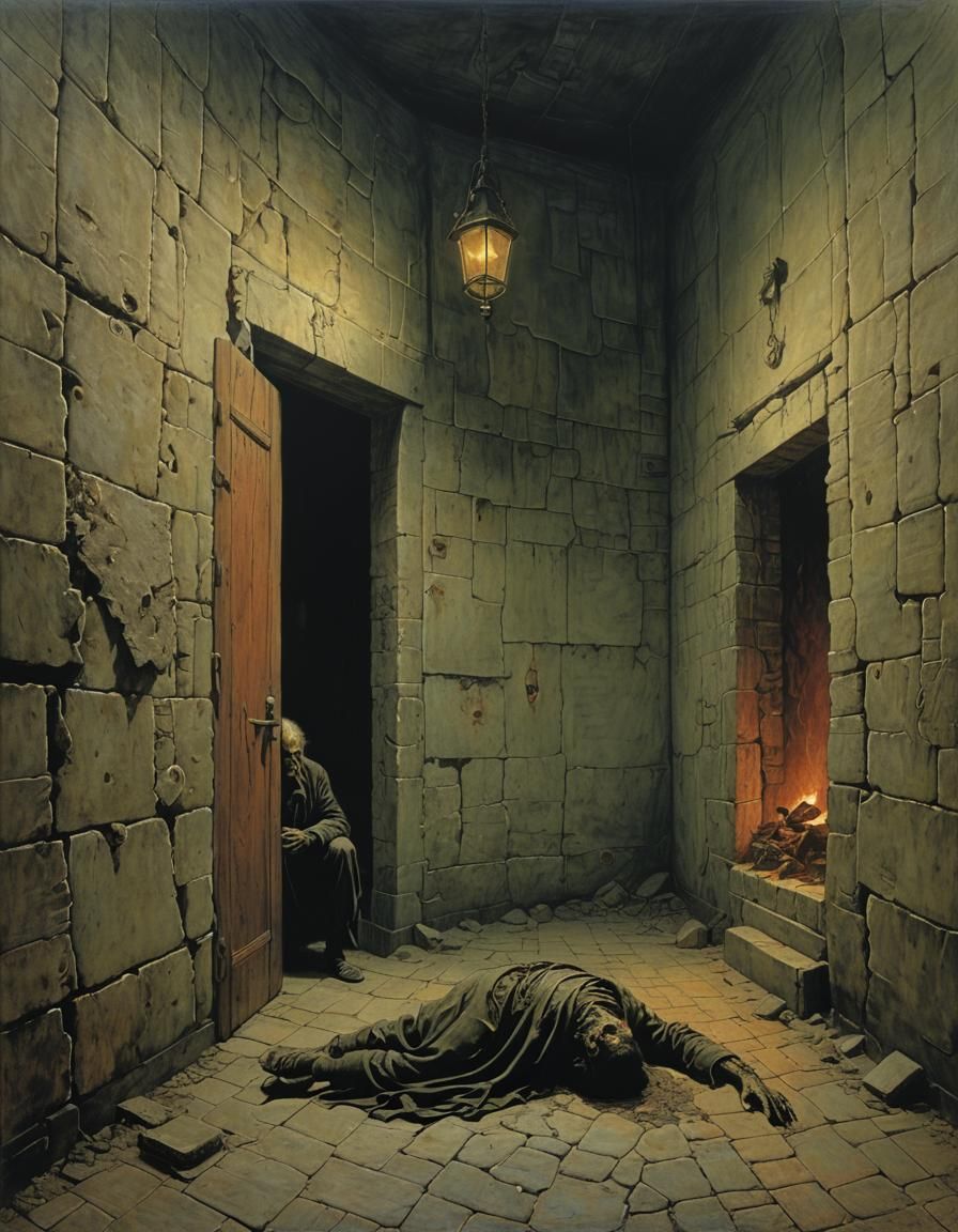 Murders In The Rue Morgue: Beksiński-Inspired Oil Painting