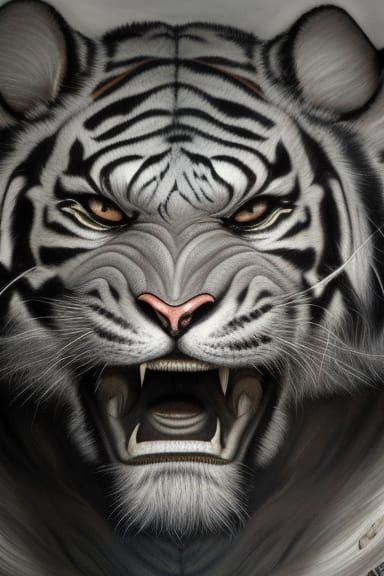 Detailed Dark Fantasy Portrait of Anthropomorphic Tiger Man