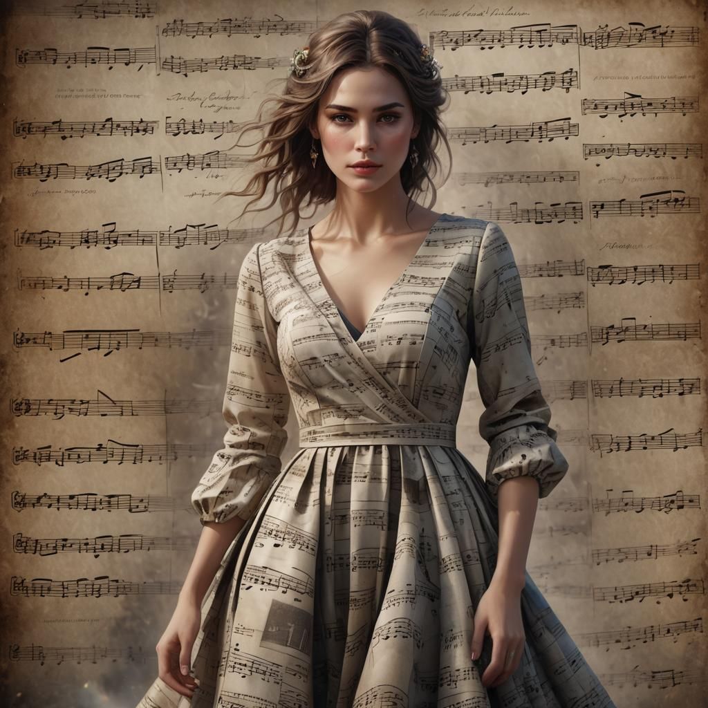 Woman in Musical Dress: Fantasy Concept Art
