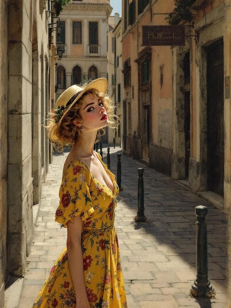 Italian Figure in Rome, Medieval Revival Style