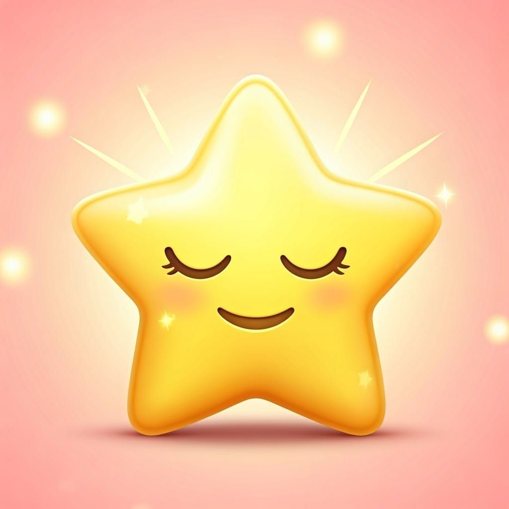 Serene Star Emoji with Crown and Pastel Stars