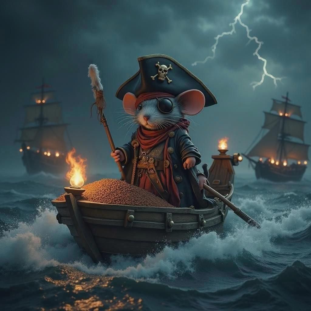 Pirate Mouse Raid: Detailed Matte Painting in 8K