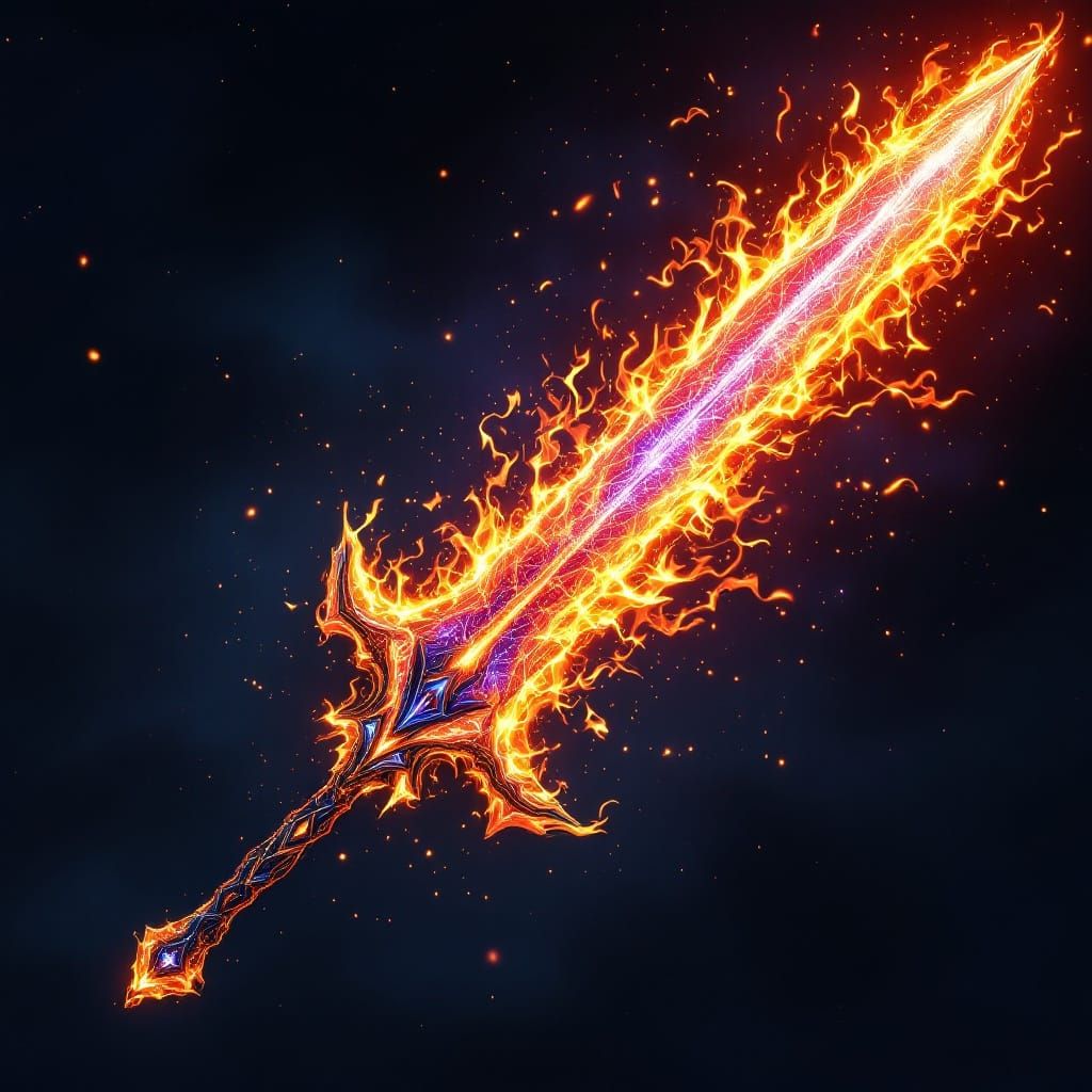 Ethereal Flame Sword, Skyfire, Blazing with Celestial Light