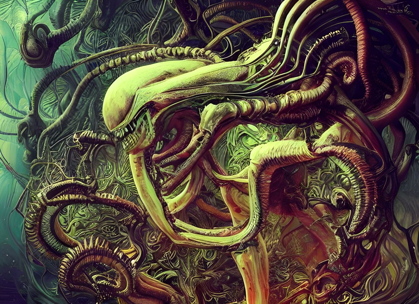Psychedelic Xenomorph Mycelium Network in Hyperreal Detail