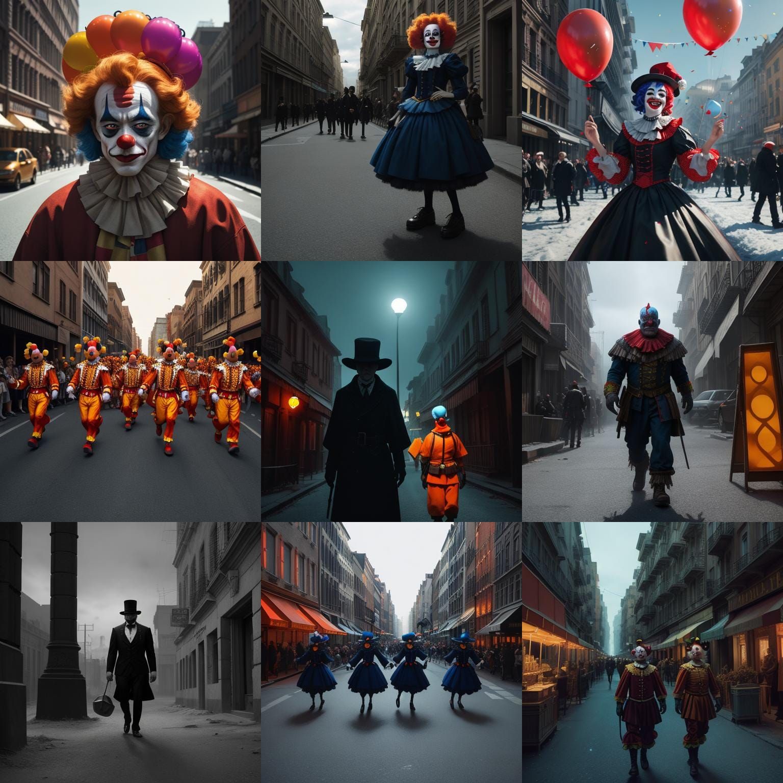 Creepy Clowns Parade Through City Streets