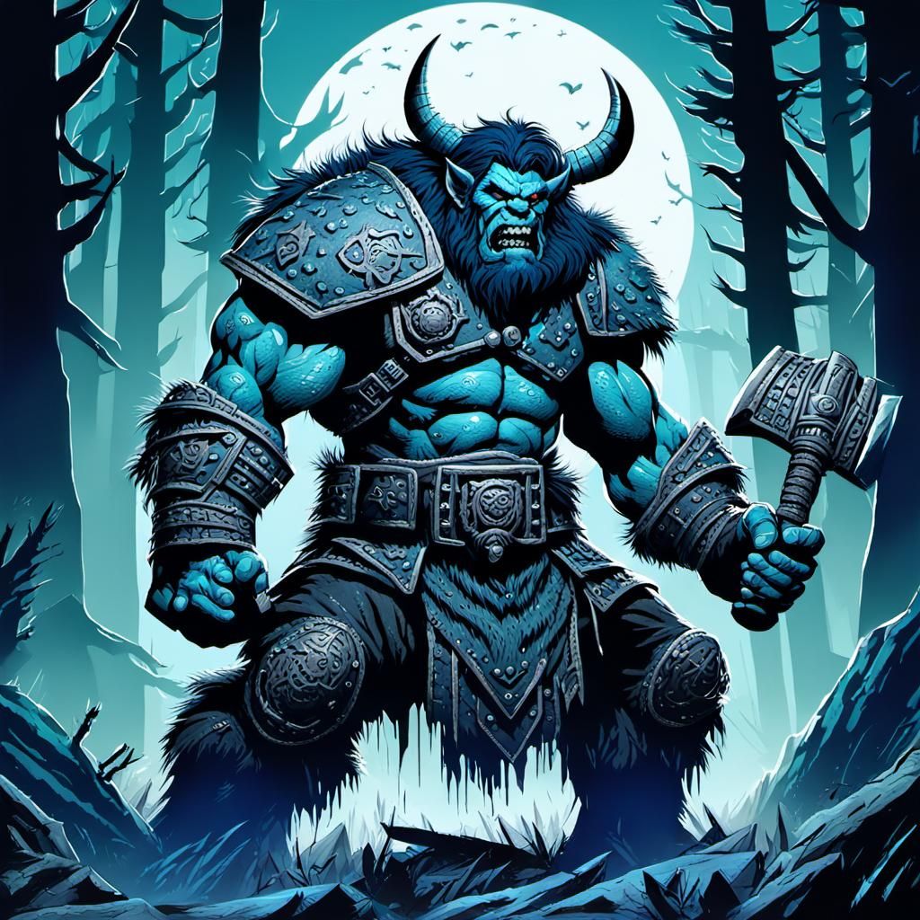 Monochrome Ork Barbarian Warrior in Forest