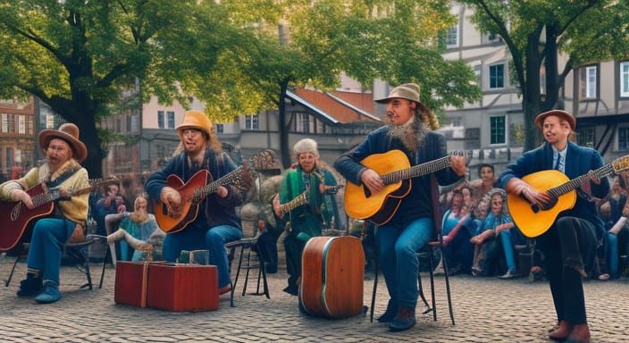 Bremen Town Musicians in Joyful Street Performance