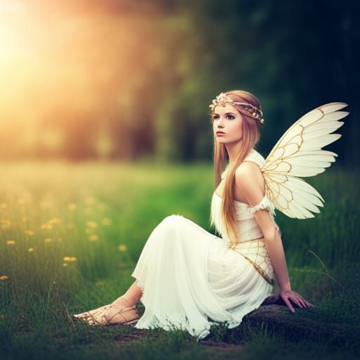 Armored Fairy Warrior Princess with Feathered Wings