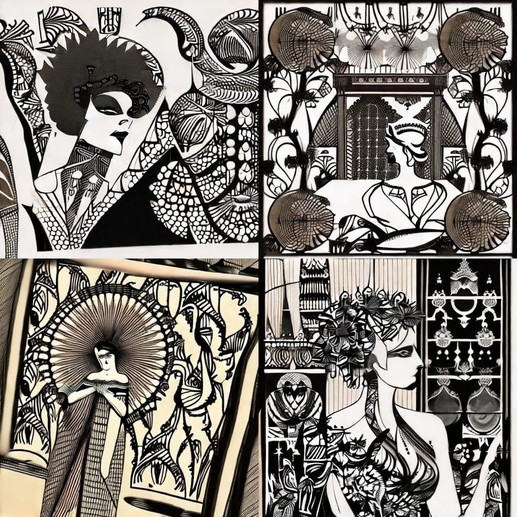 Art Deco Parisian Night Café