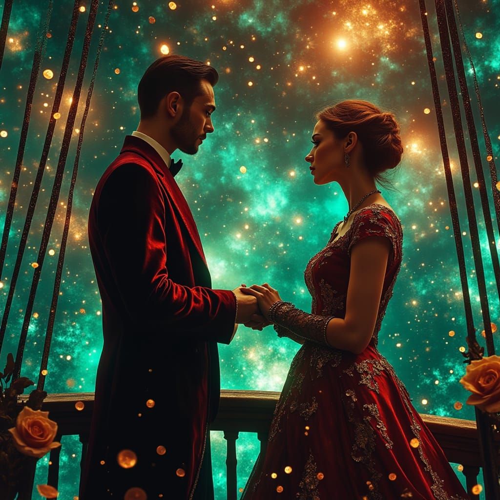 Steampunk Wedding on a Victorian Ship Sailing Through Primor...