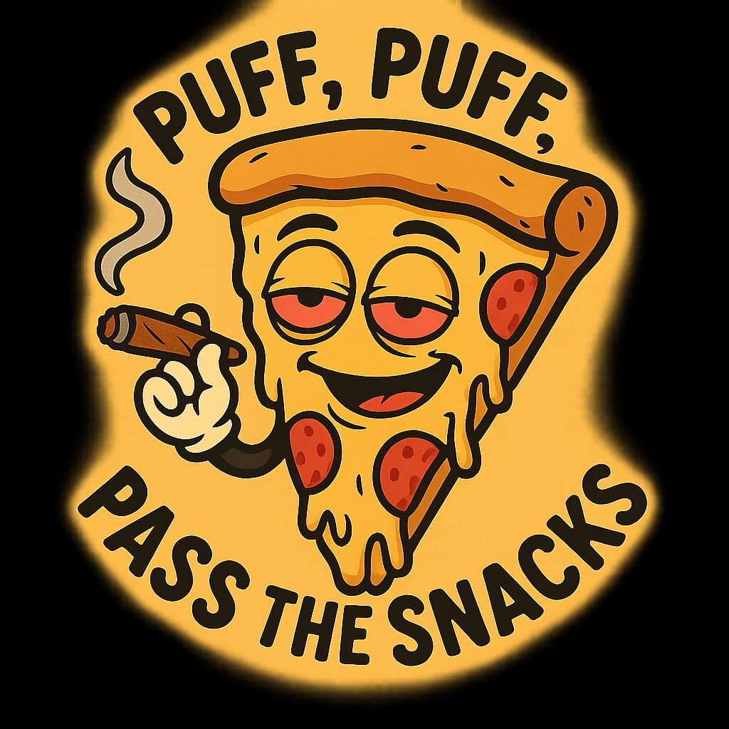 Cartoon Pizza Slice Smoking Blunt