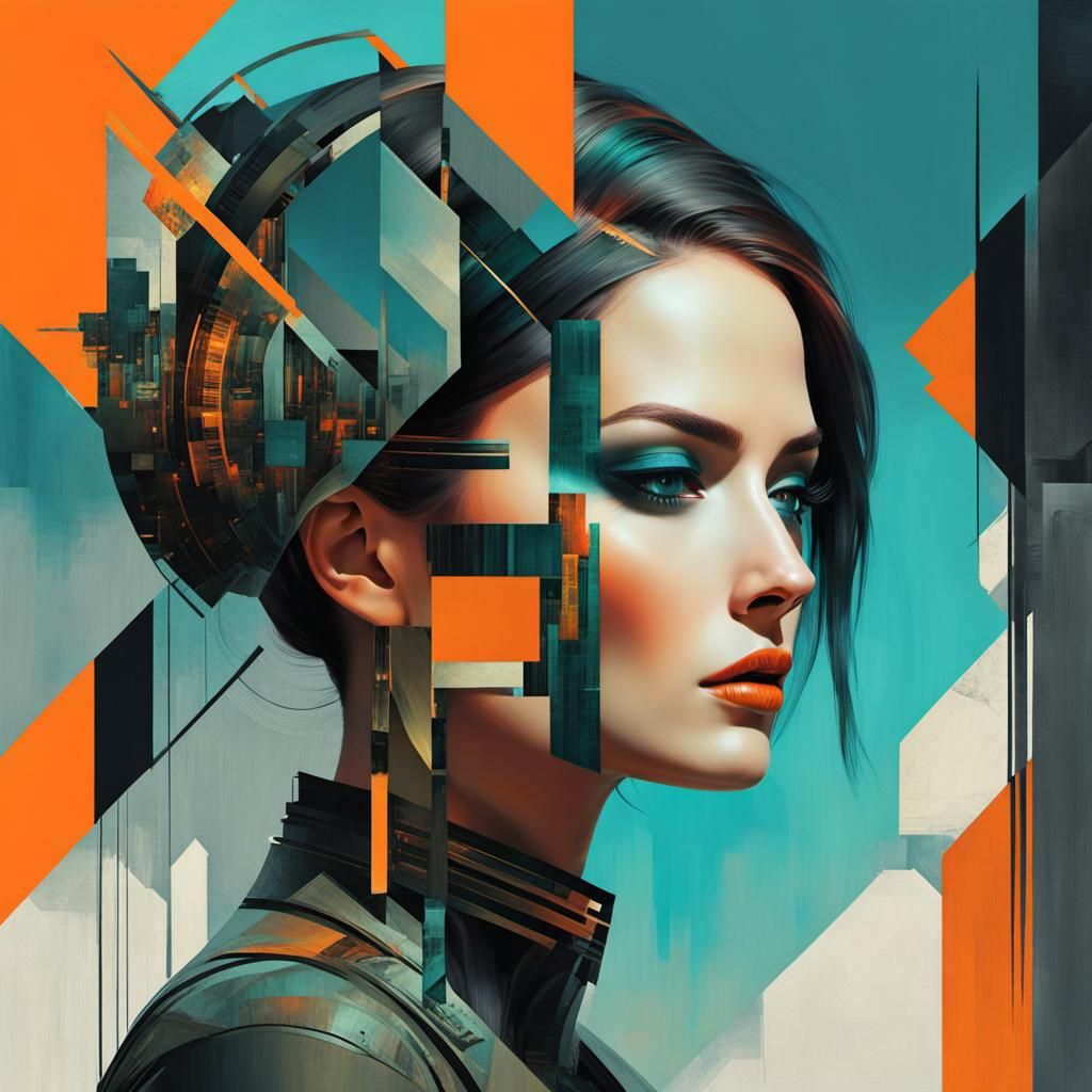 Glitch Art Portrait: Dieselpunk Woman in Jungle