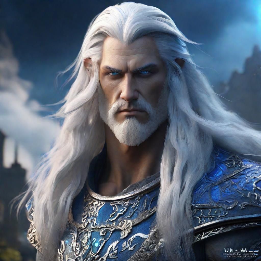 Fantasy Portrait: Man with White Hair and Blue Eyes