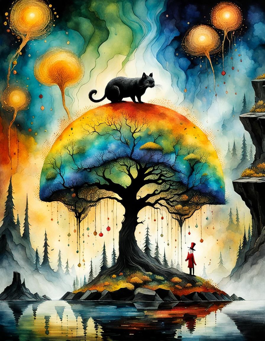 Beautiful Woman Portrait in Mixed Media Style