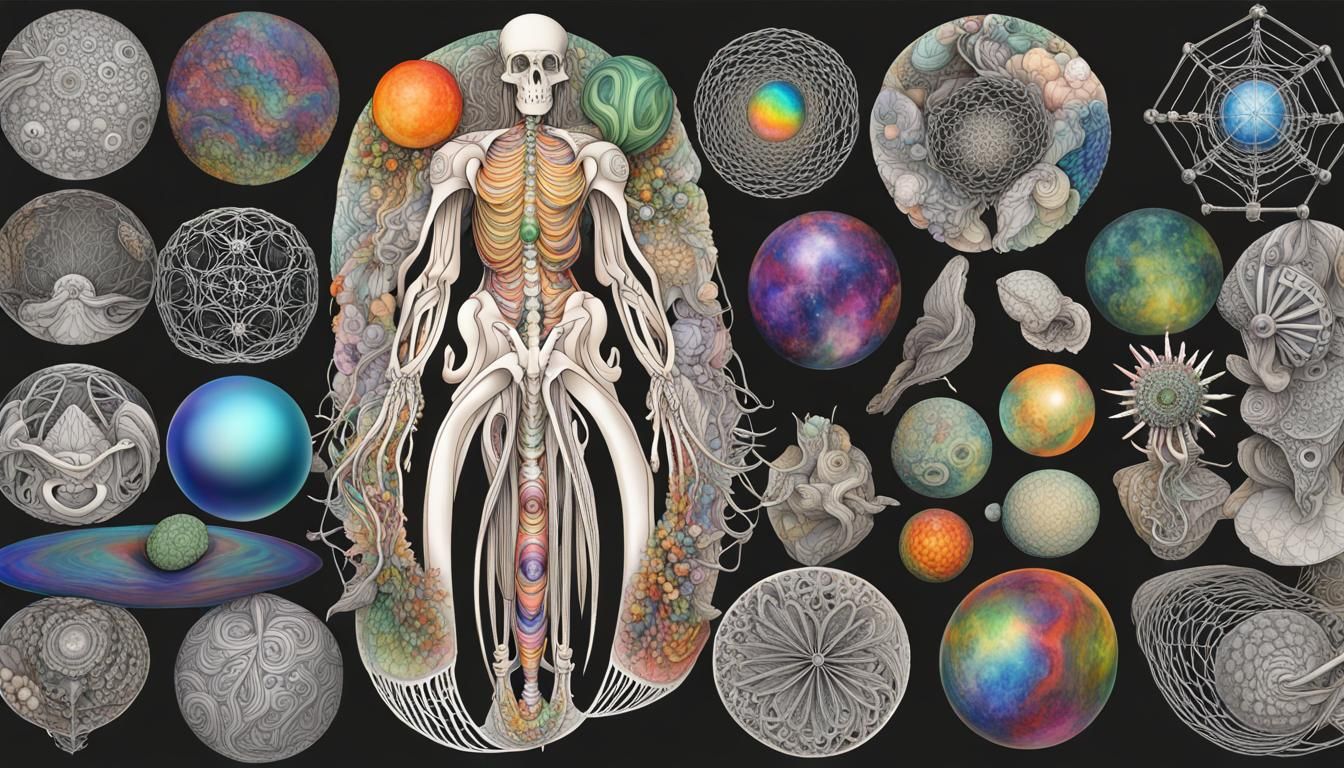 Quantum Zentangle with Whale Skeleton and Fractal Waves