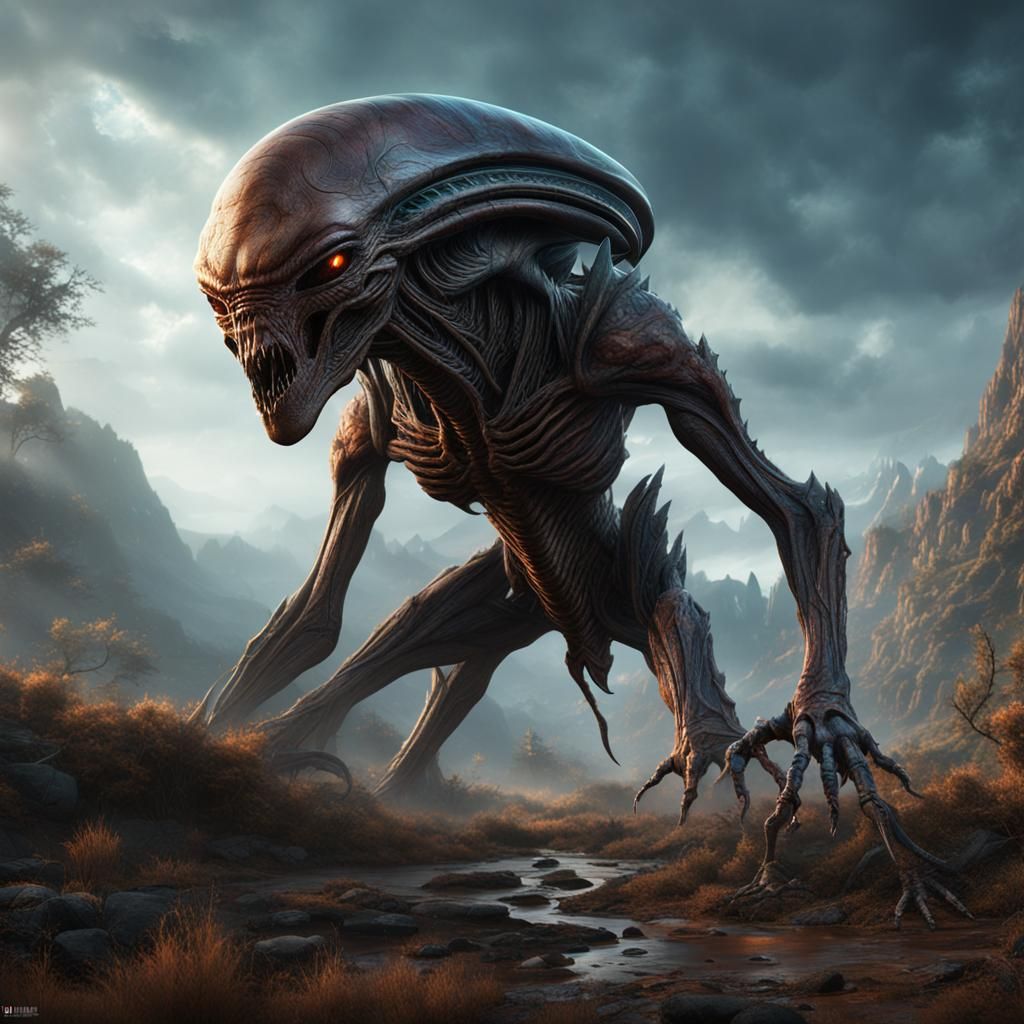 Alien on the Hunt: Detailed Matte Painting