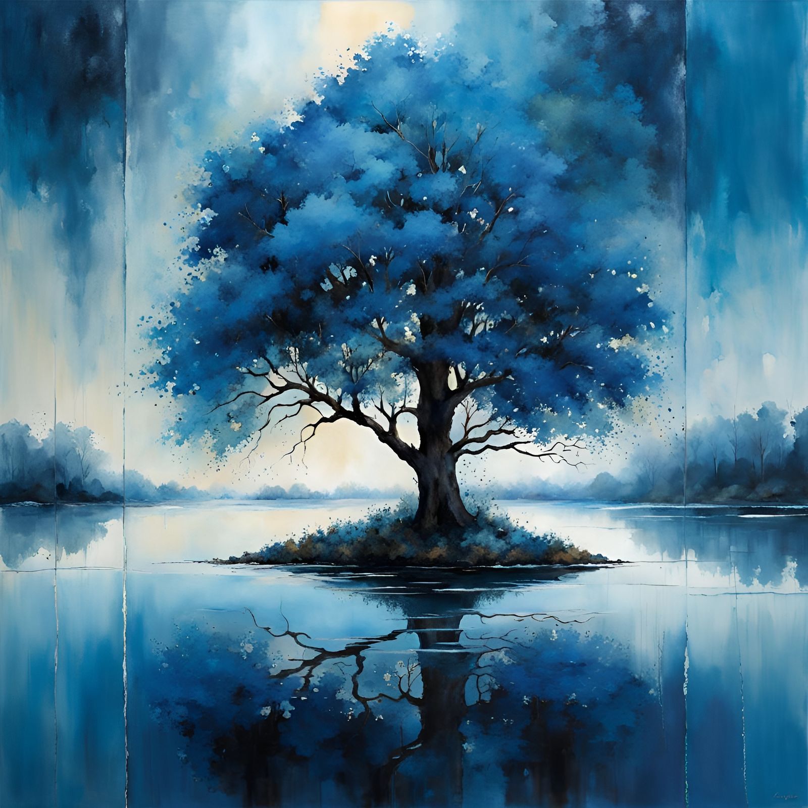 Reflections on Water in Art Brut Style