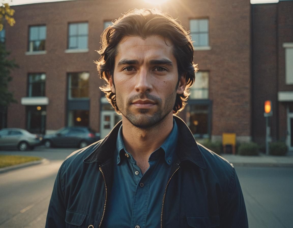 Cinematic Portrait of a Man in Golden Hour Lighting