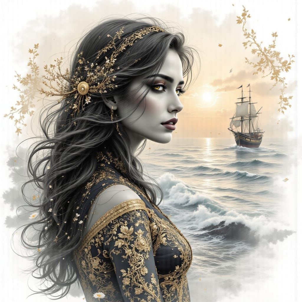 <lora:B-n-W Flux:1.0> <lora:Double exposures:1.0> White back...