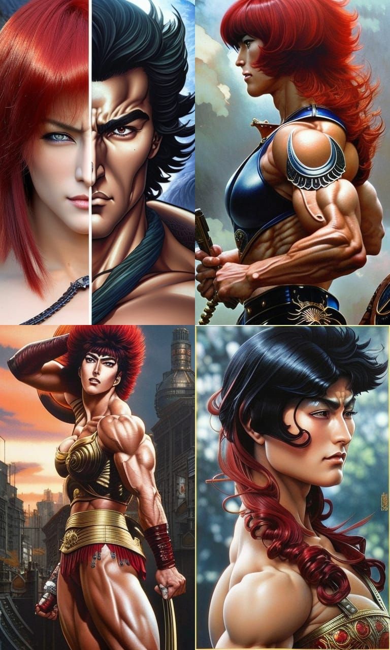 Muscled Redhead in Manga-Inspired Outfit