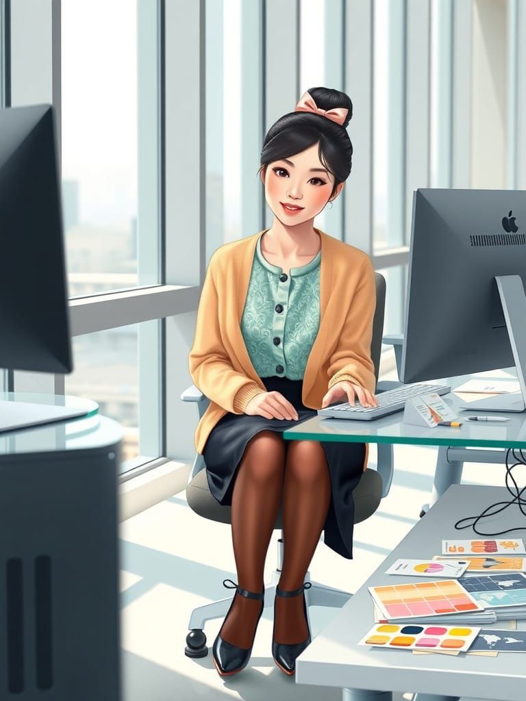 Young Asian UX/UI Designer in Bright Office Setting