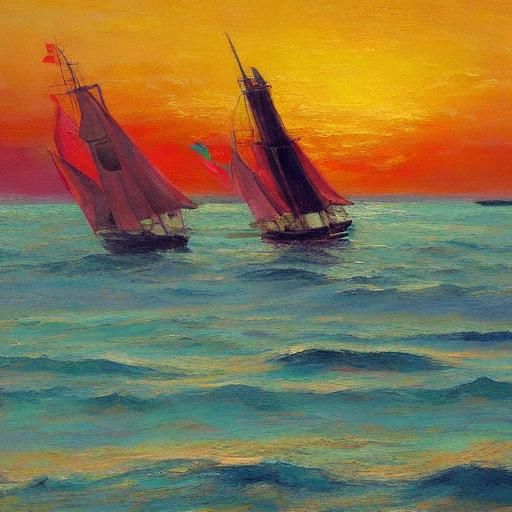 Majestic Sailing Ship Preußen in Romantic Maritime Art