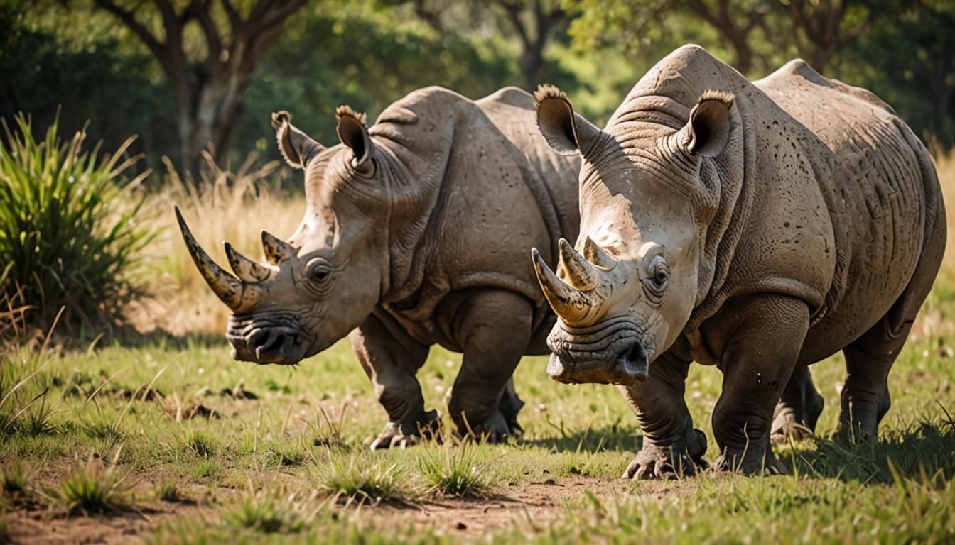 Rhinoceros Charges Through Savannah: Wildlife Photography