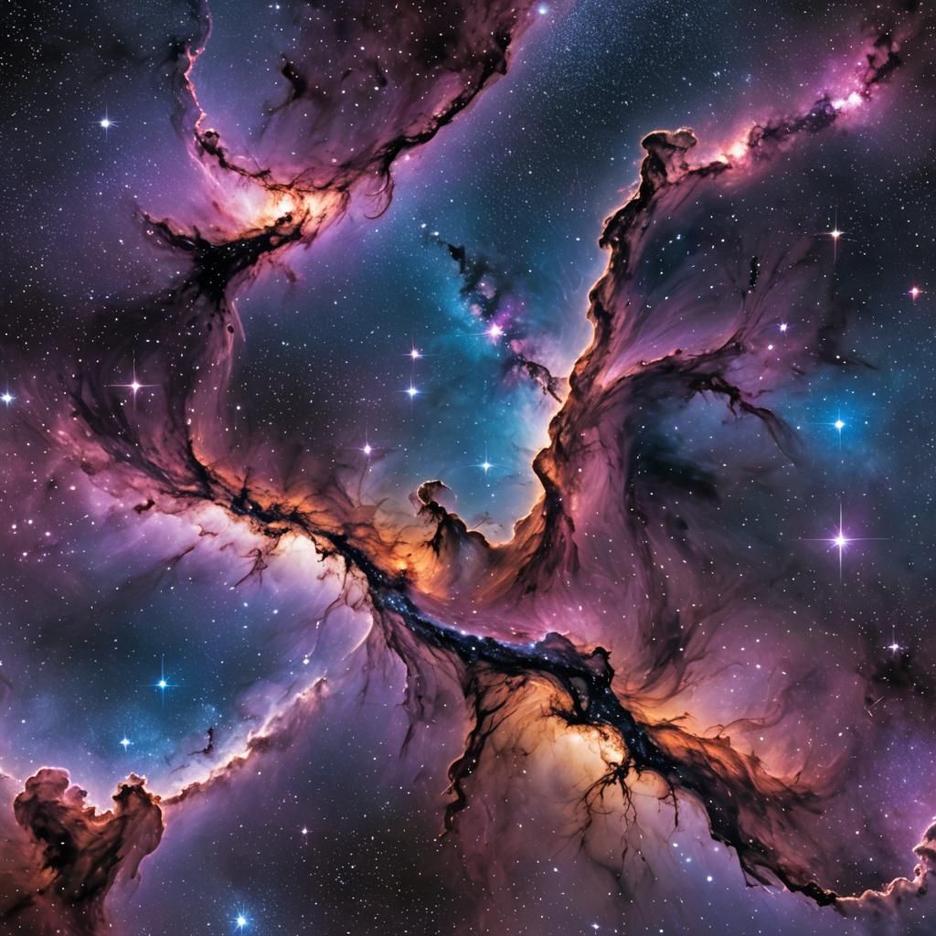 Nebula Clusters Shimmering in the Night Sky