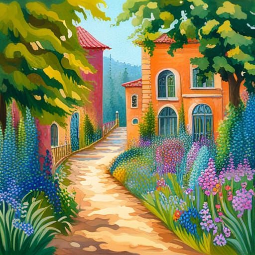 Secret Flower Garden: Detailed Gouache Painting