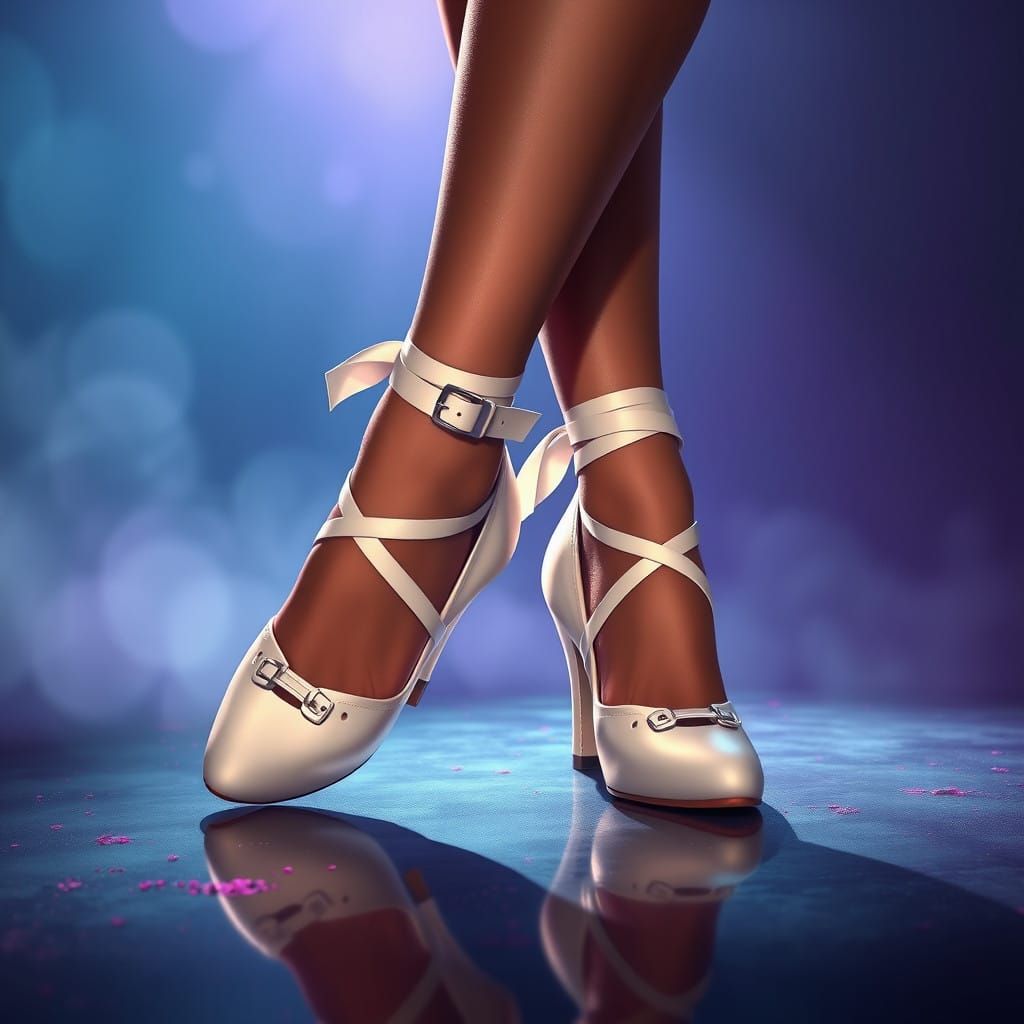 Ethereal Tap Dance Heels on a Glowing Stage