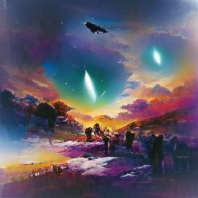 Glimmering Comet in the Night Sky Artwork