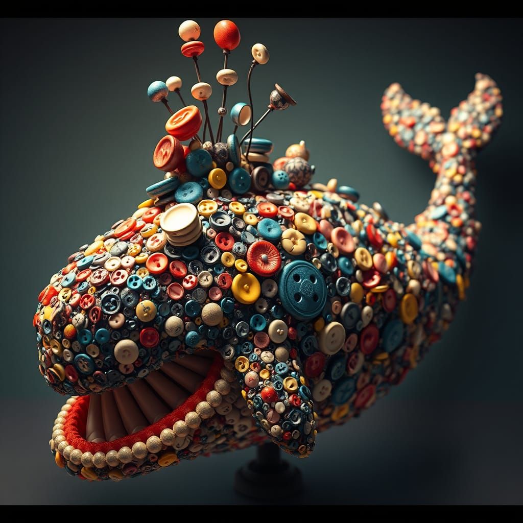 Whale Made of Buttons with Dynamic Lighting