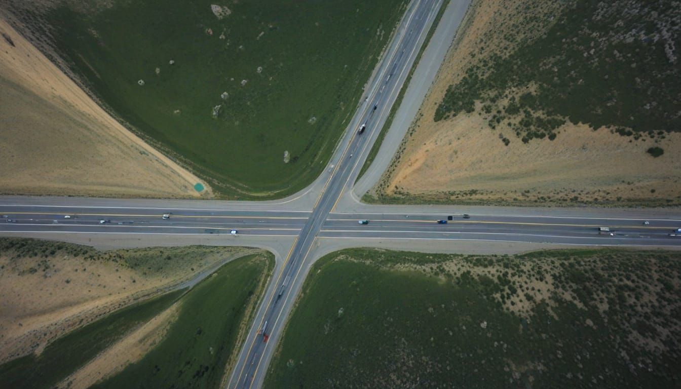 Wyoming I-80 Highway From Above