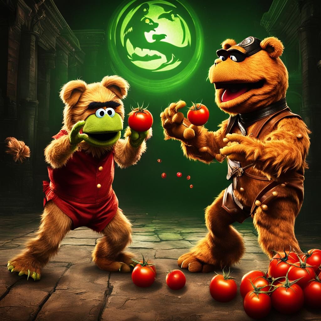 Fozzie Bear vs Tomatoes in Mortal Kombat Style