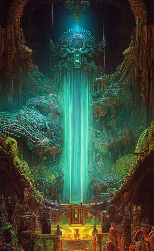 Mictlantecuhtli and Mictecacihuatl in Mictlan: A Photoillust...