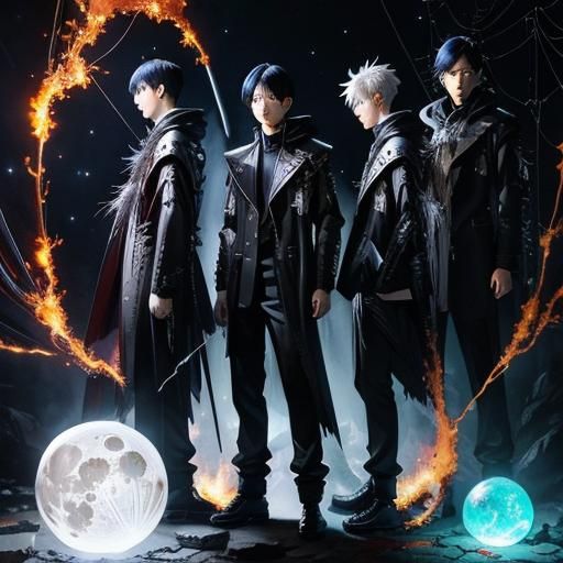 Spider Mage with Cracked Moon Sphere, Double Exposure Art