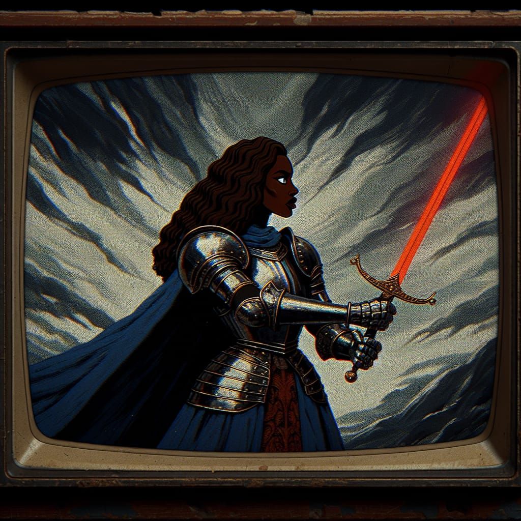 Noble Black Knight in Profile, Standing Tall Against a Menac...