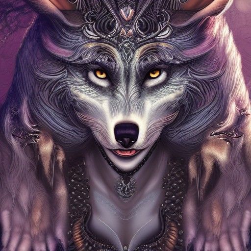 Detailed Werewolf Goddess in Deep Color
