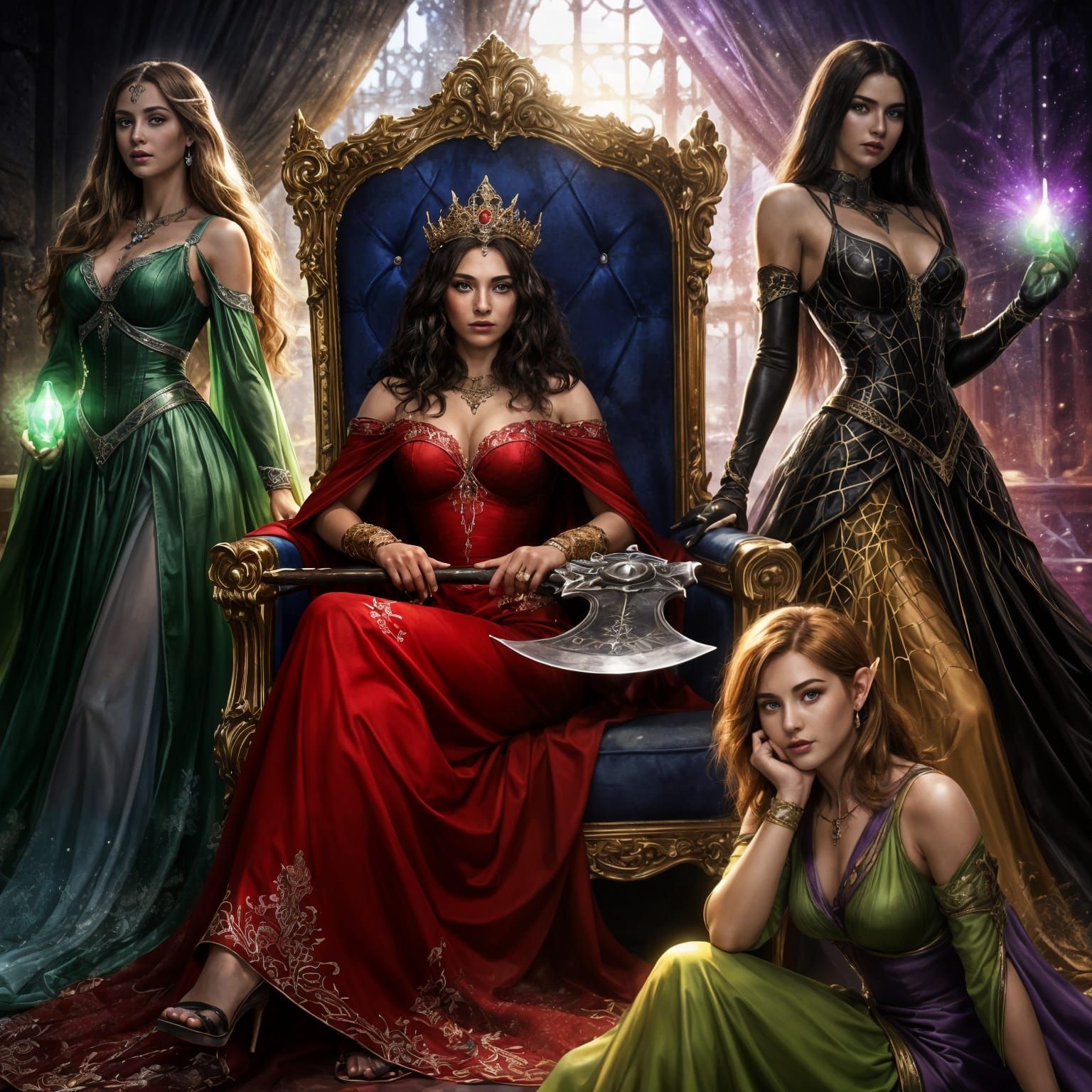 Regal Queen and Spider Sorceress with Axe