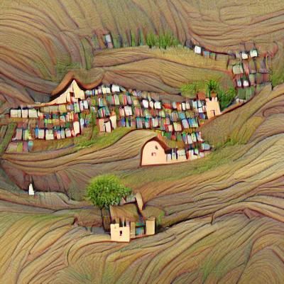 Picturesque Village on a Green Hillside