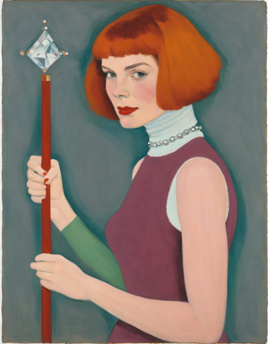 Woman with Wizard Staff in Milton Avery Style