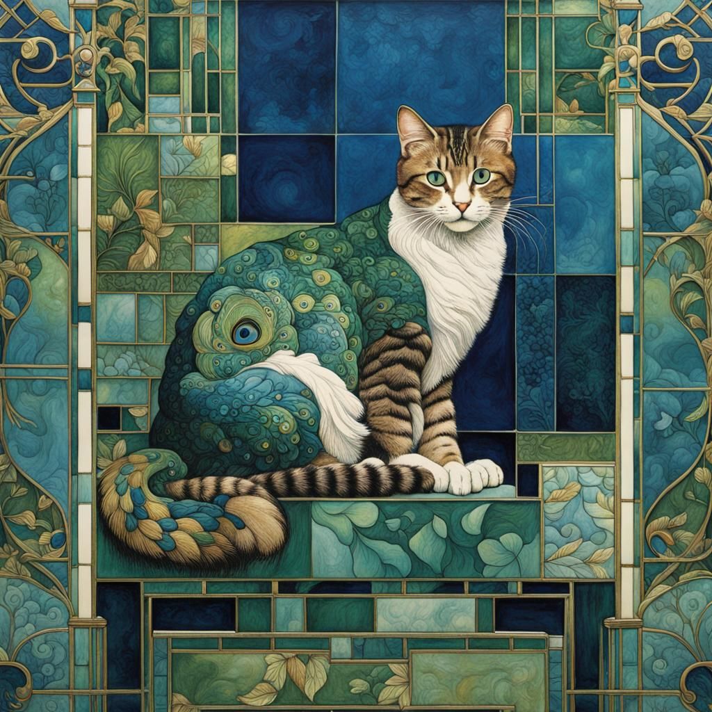 Peacock Woman in Art Nouveau Style