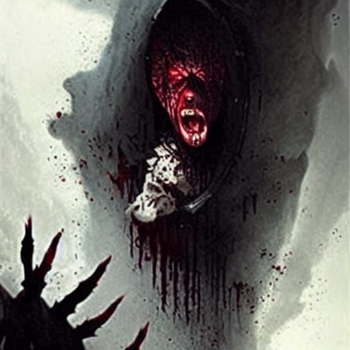 Screaming Horror in Style of Doré and Rutkowski