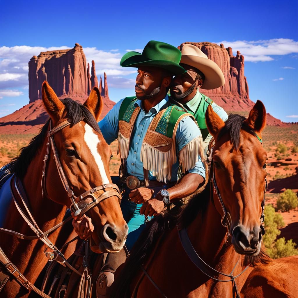 Gay Cowboy Couple Kiss in Monument Valley, Cinematic