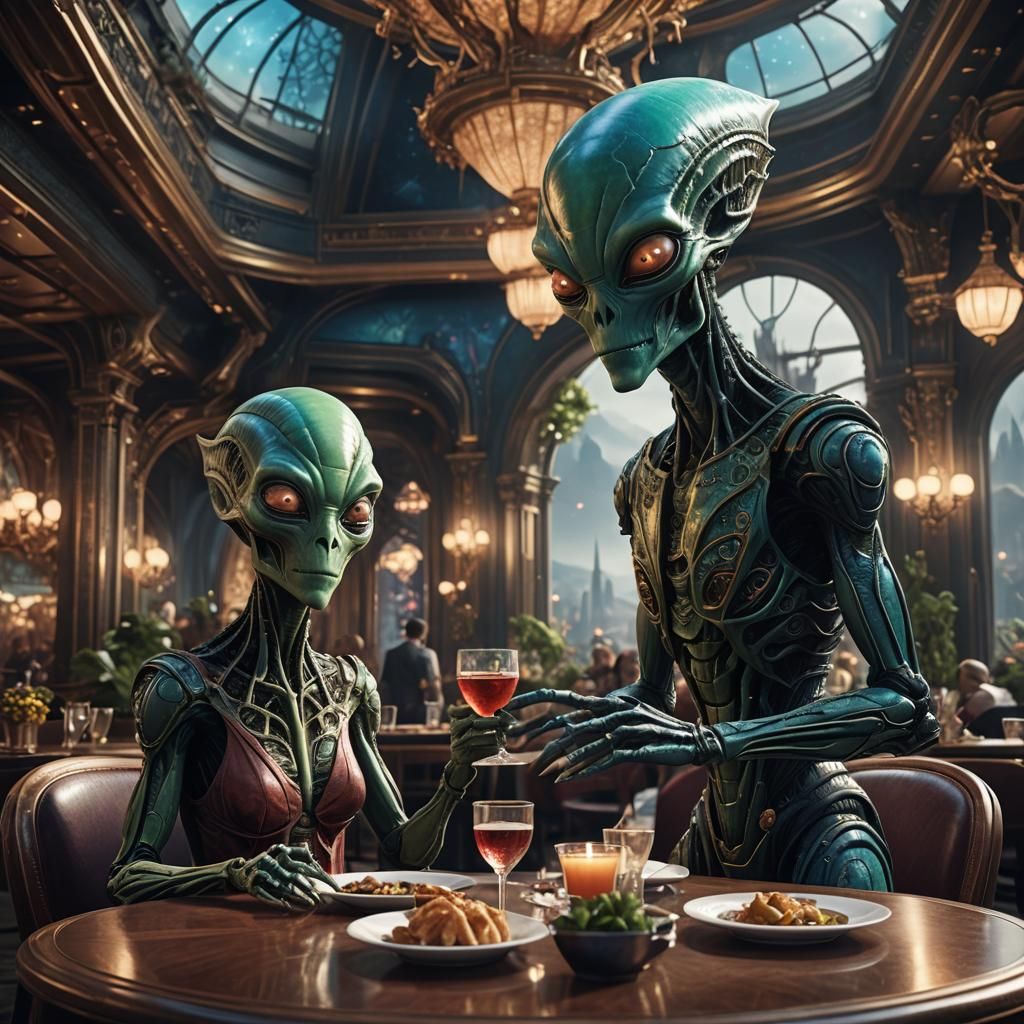 Aliens Fine Dining: A Detailed Matte Painting