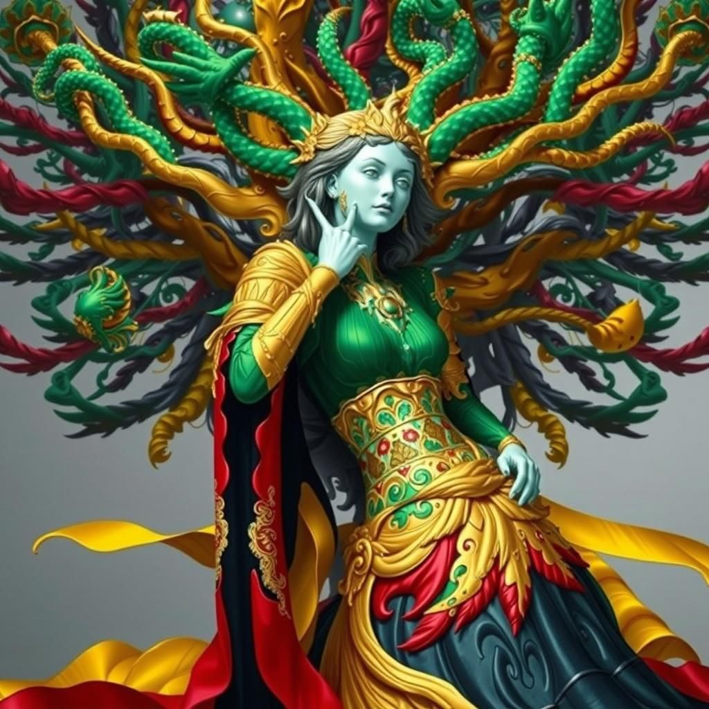 Vibrant Fractal Mandala in Digital Art Style