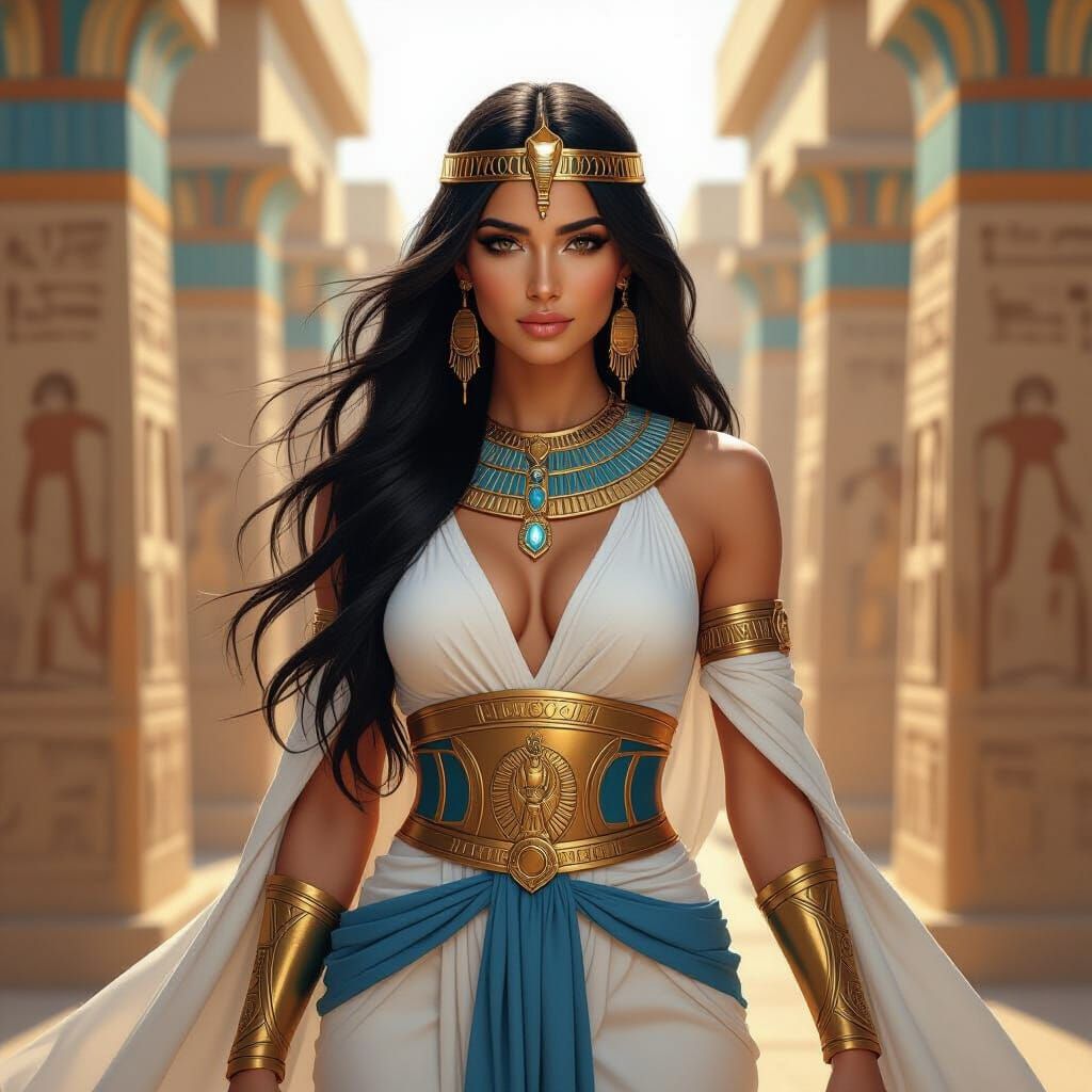 Ancient Egyptian Goddess in Digital Illustration Style